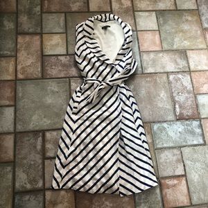Banana Republic White and navy nautical wrap dress
